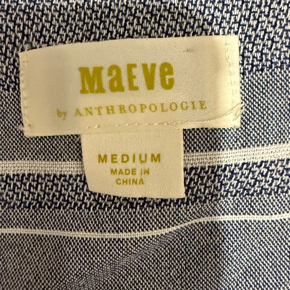 Maeve Navy and White Striped Long-Sleeve Button-Up Shirt‎ - Picture 2 of 7